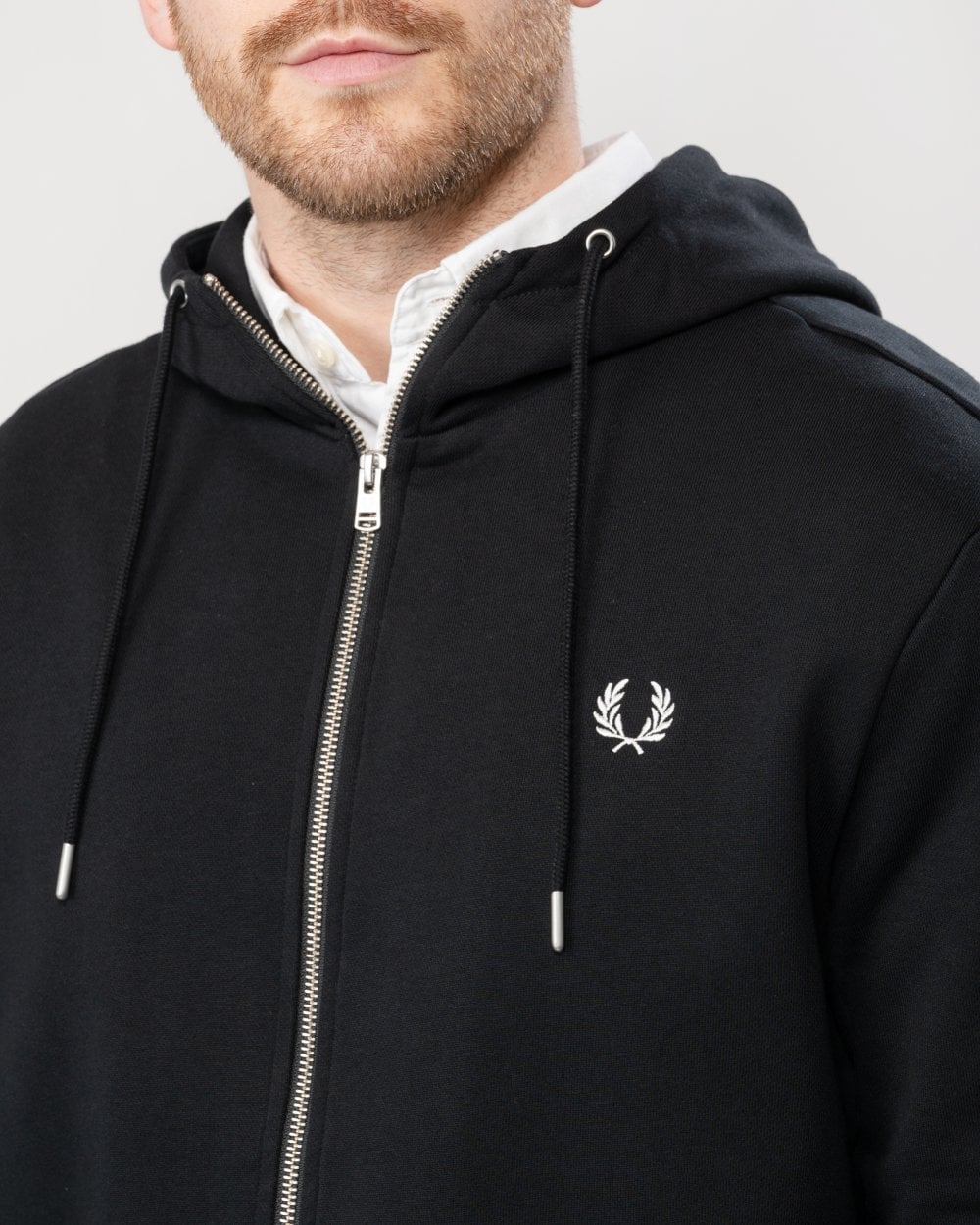 Fred Perry Mens Zip Through Hoodie NOS - Black 198 - Image 2