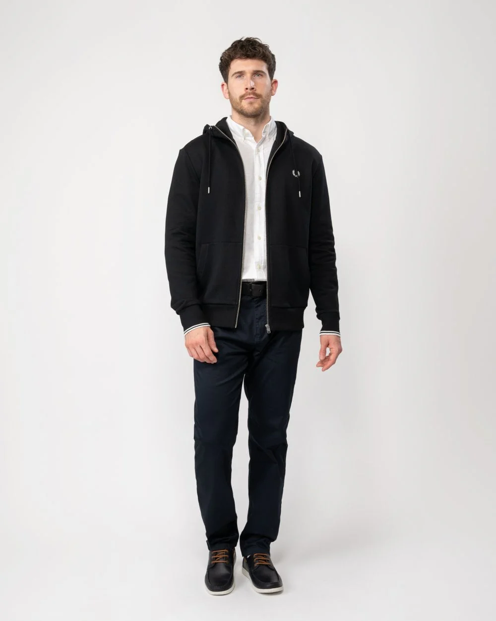 Fred Perry Mens Zip Through Hoodie NOS - Black 198 - Image 3