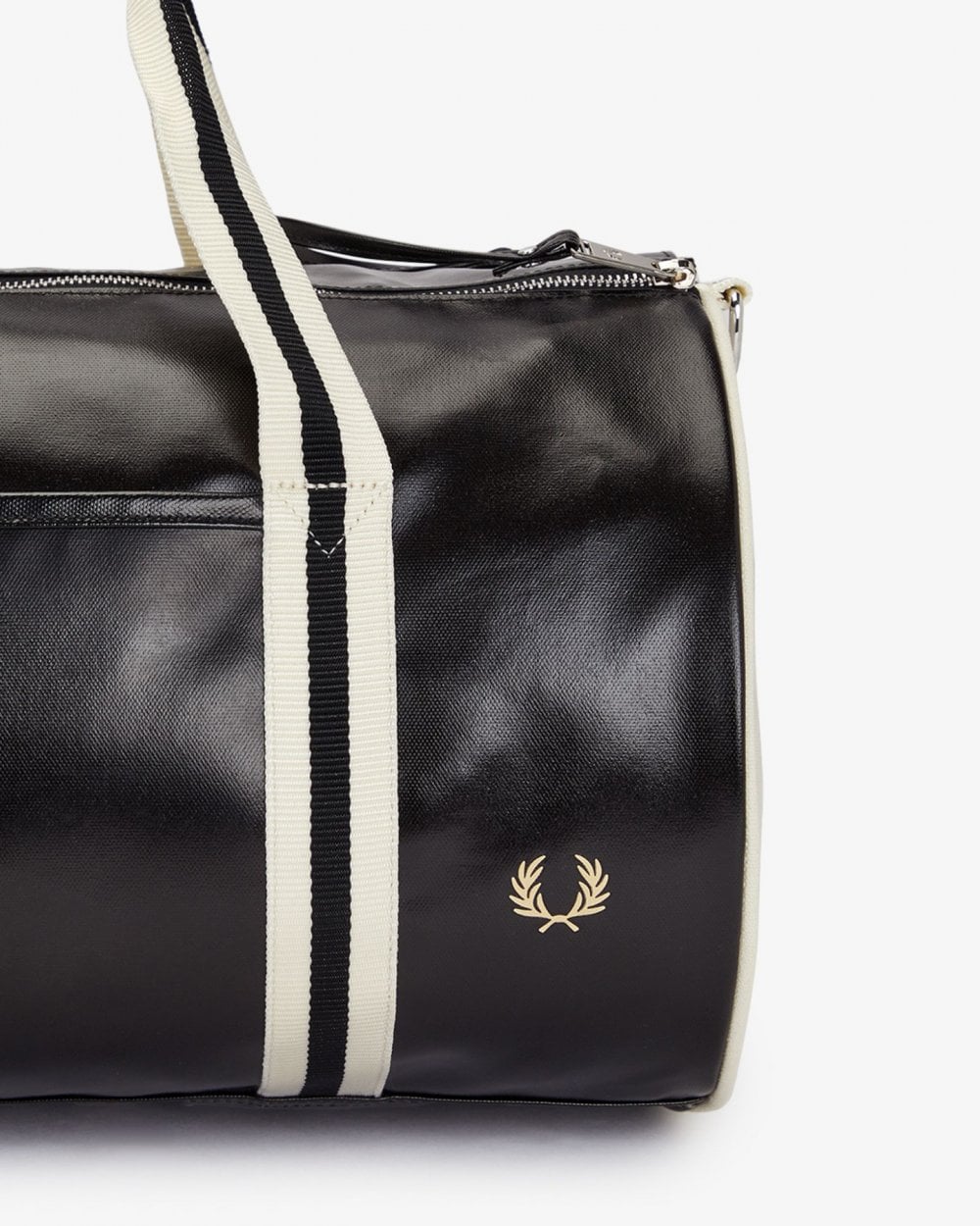 Fred Perry NOS Classic Barrel Bag - Black/Ecru D57 - Image 2