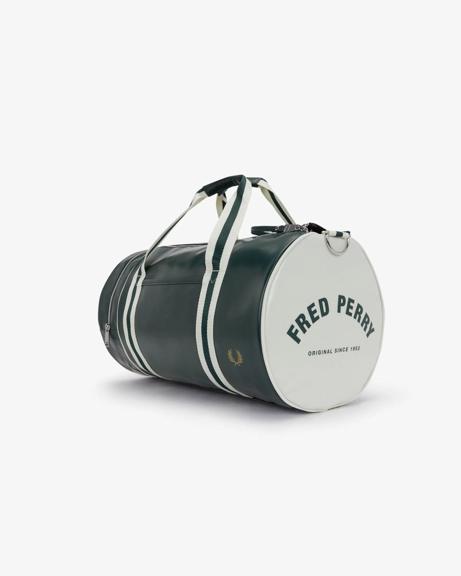 Fred Perry Recycled Polyester Classic Barrel Bag - Grassroots /Ecru 81A - Image 4