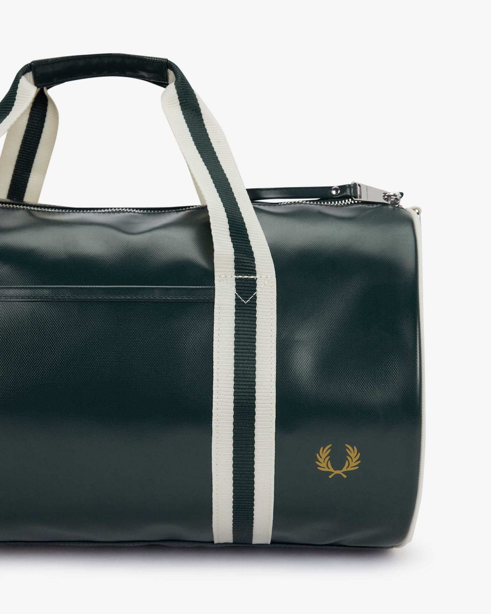 Fred Perry Recycled Polyester Classic Barrel Bag - Grassroots /Ecru 81A - Image 6