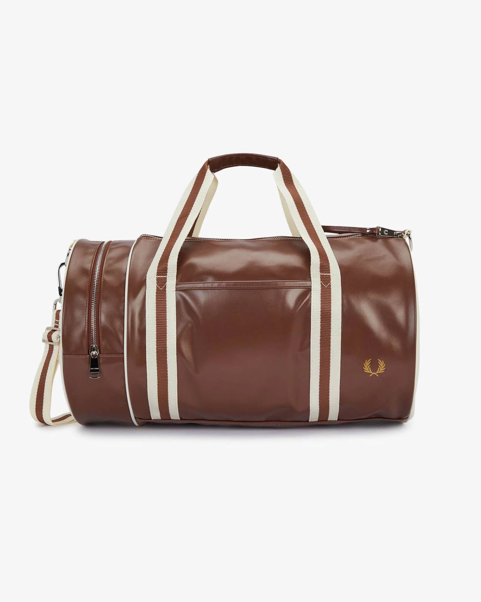 Fred Perry Recycled Polyester Classic Barrel Bag - Tan/Ecru J89 - Image 5