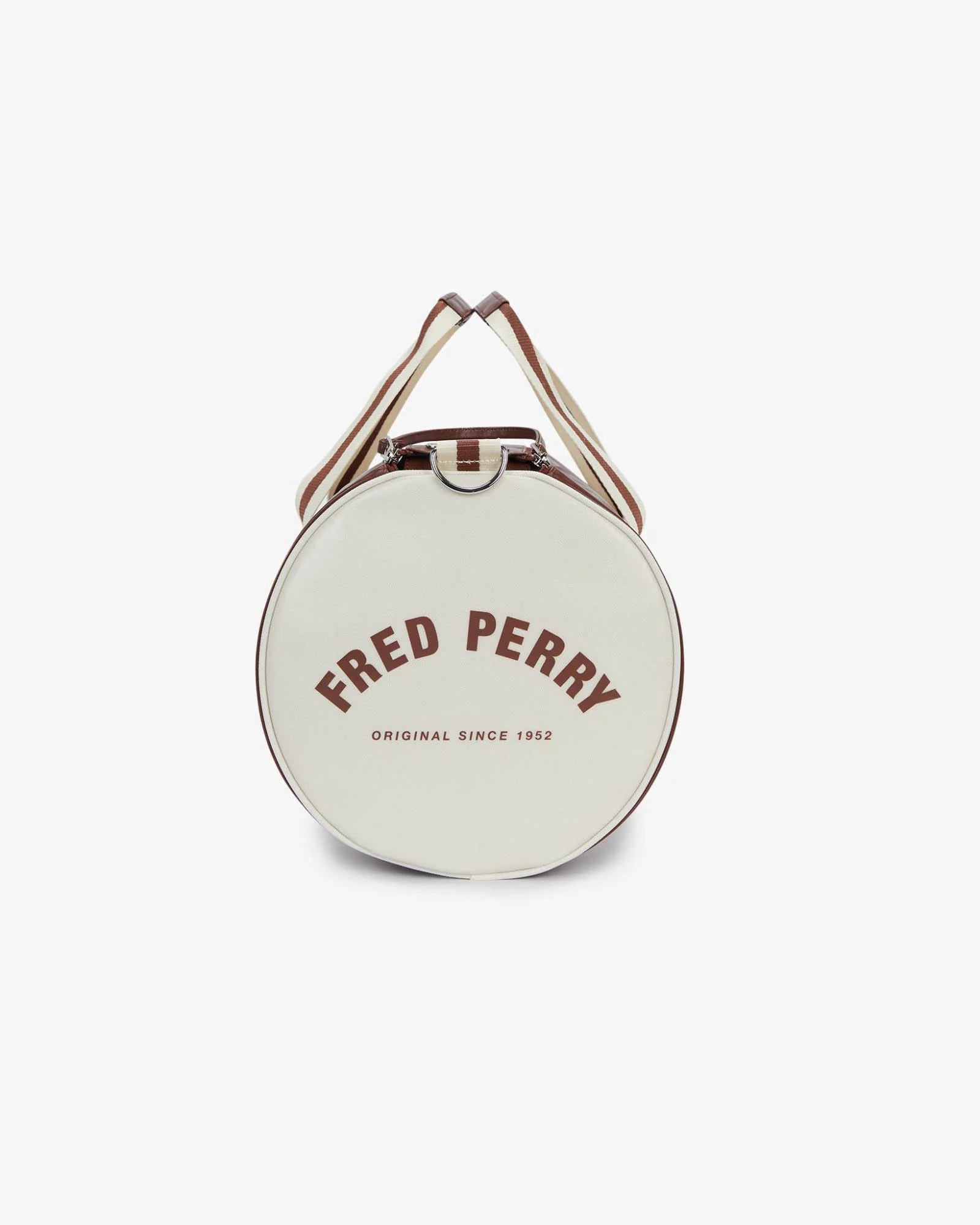 Fred Perry Recycled Polyester Classic Barrel Bag - Tan/Ecru J89 - Image 6