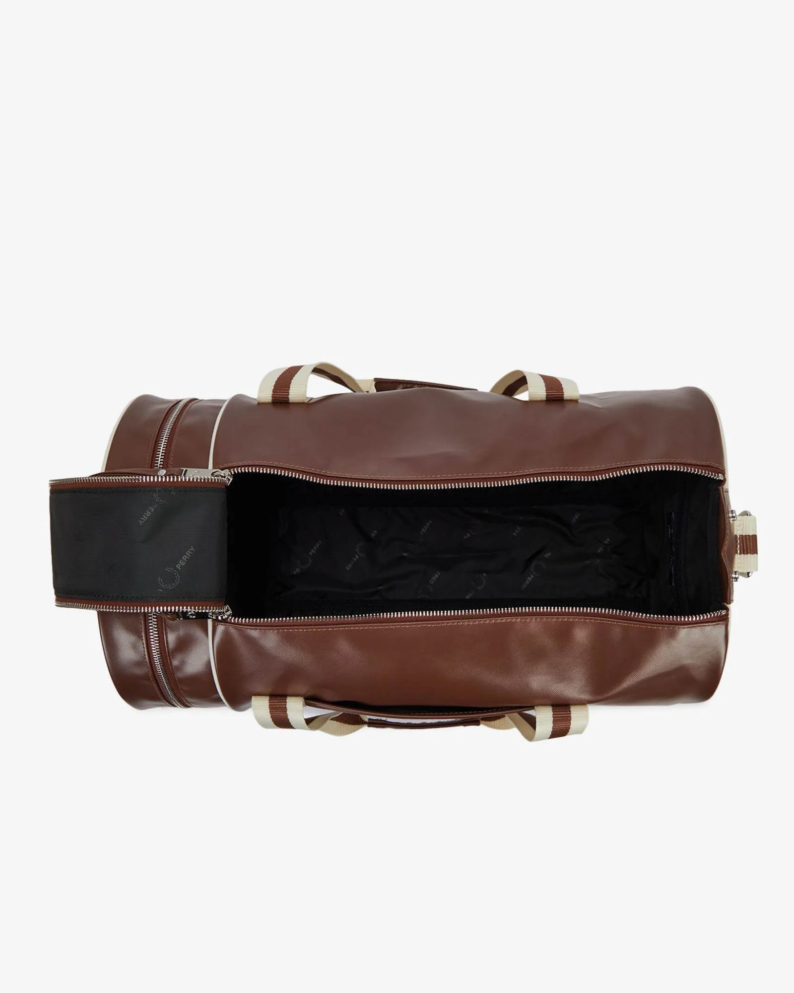Fred Perry Recycled Polyester Classic Barrel Bag - Tan/Ecru J89 - Image 7