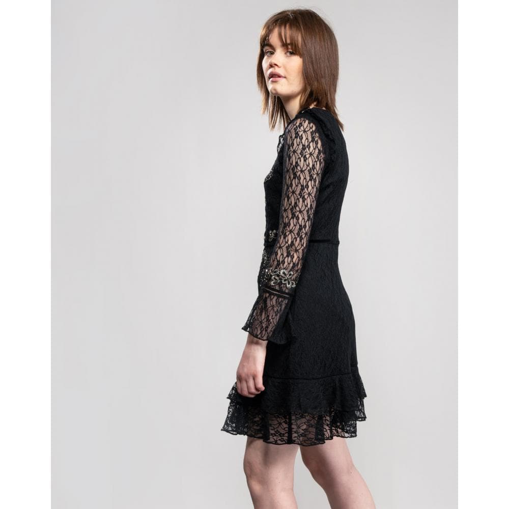French Connection Bella Sparkle Embelished Lace Womens Dress - Image 2