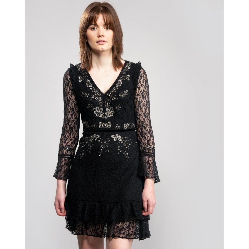 French Connection Bella Sparkle Embelished Lace Womens Dress - Image 3