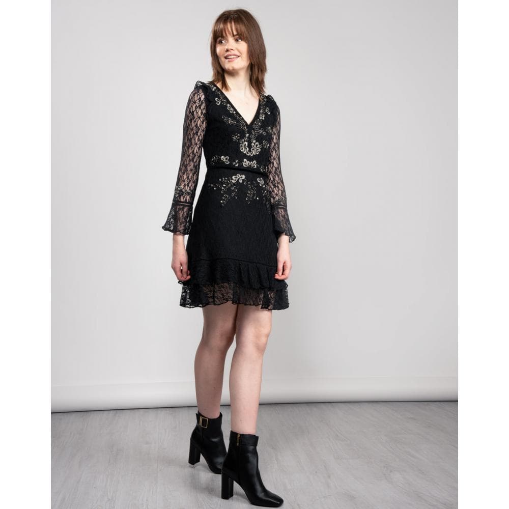 French Connection Bella Sparkle Embelished Lace Womens Dress - Image 4