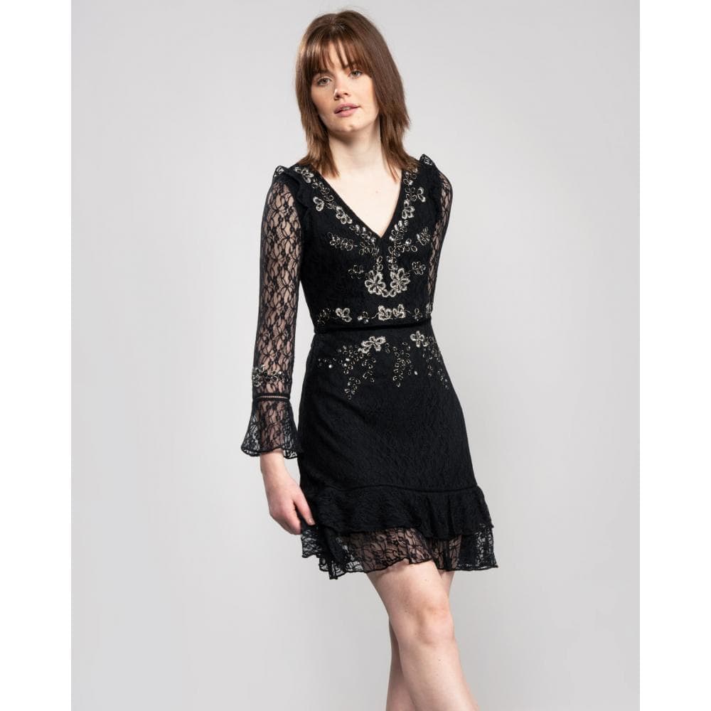 French Connection Bella Sparkle Embelished Lace Womens Dress - Image 5
