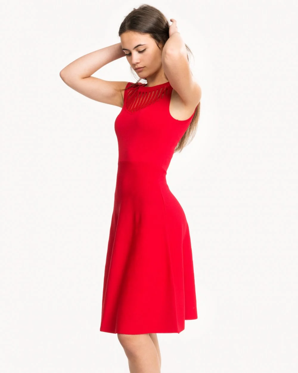 French Connection Rose Crepe Knits Capped Sleeve Round Neck Flr - Image 2