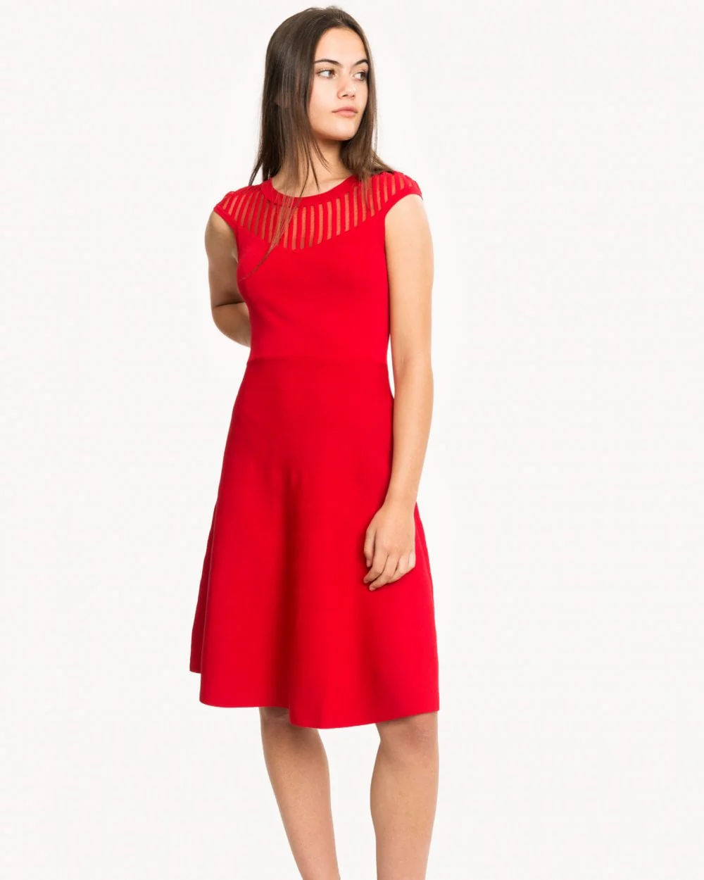 French Connection Rose Crepe Knits Capped Sleeve Round Neck Flr - Image 3