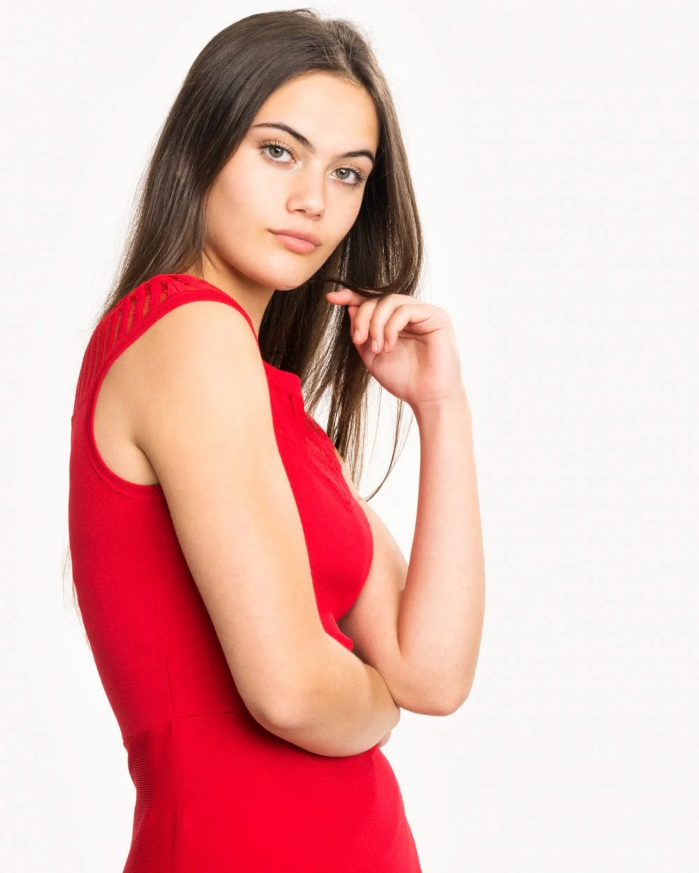 French Connection Rose Crepe Knits Capped Sleeve Round Neck Flr - Image 5