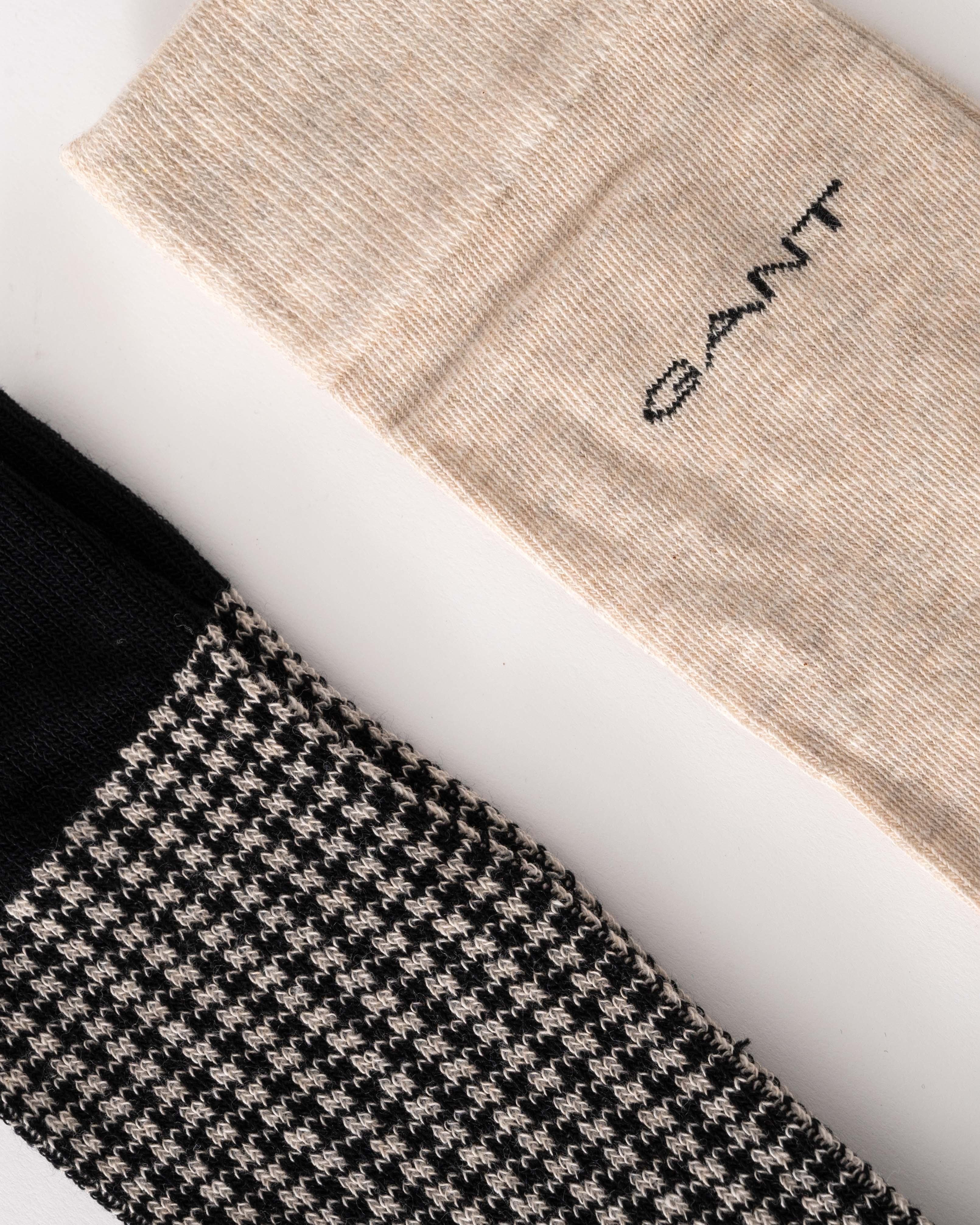 GANT 2 Pack Mens Houndstooth Pattern Socks Gift Box - 5 Black - Image 2