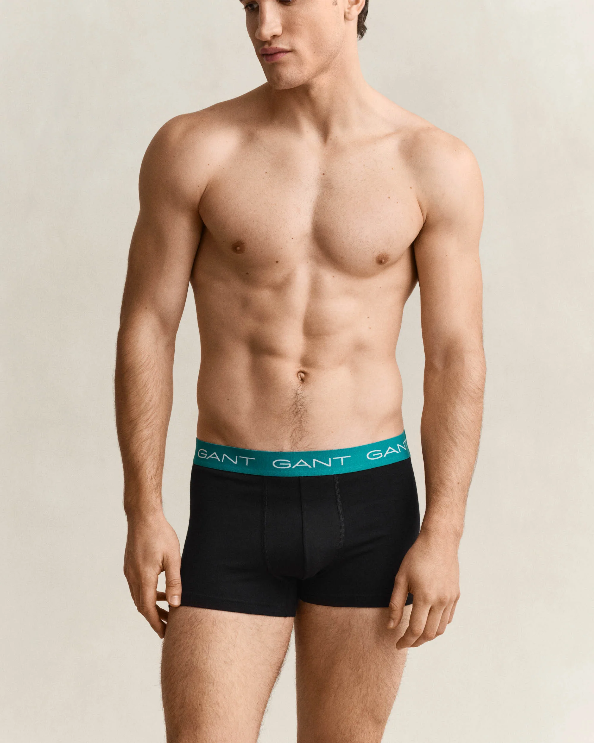 GANT 3-Pack Mens Trunks with Multi Coloured Waistbands - 5 Black - Image 2