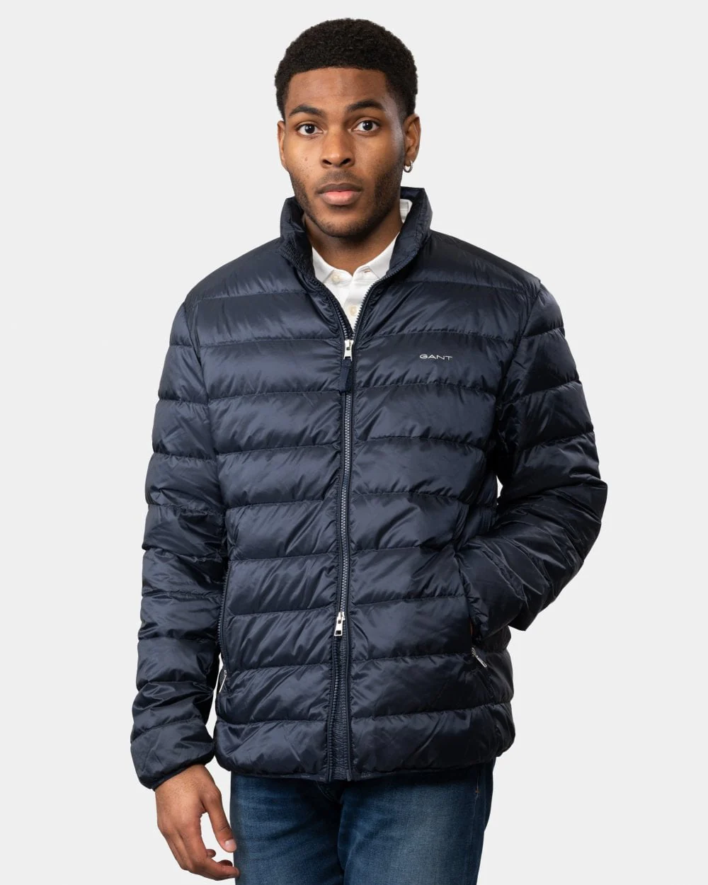 GANT Light Mens Down Jacket - 433 Evening Blue - Image 3