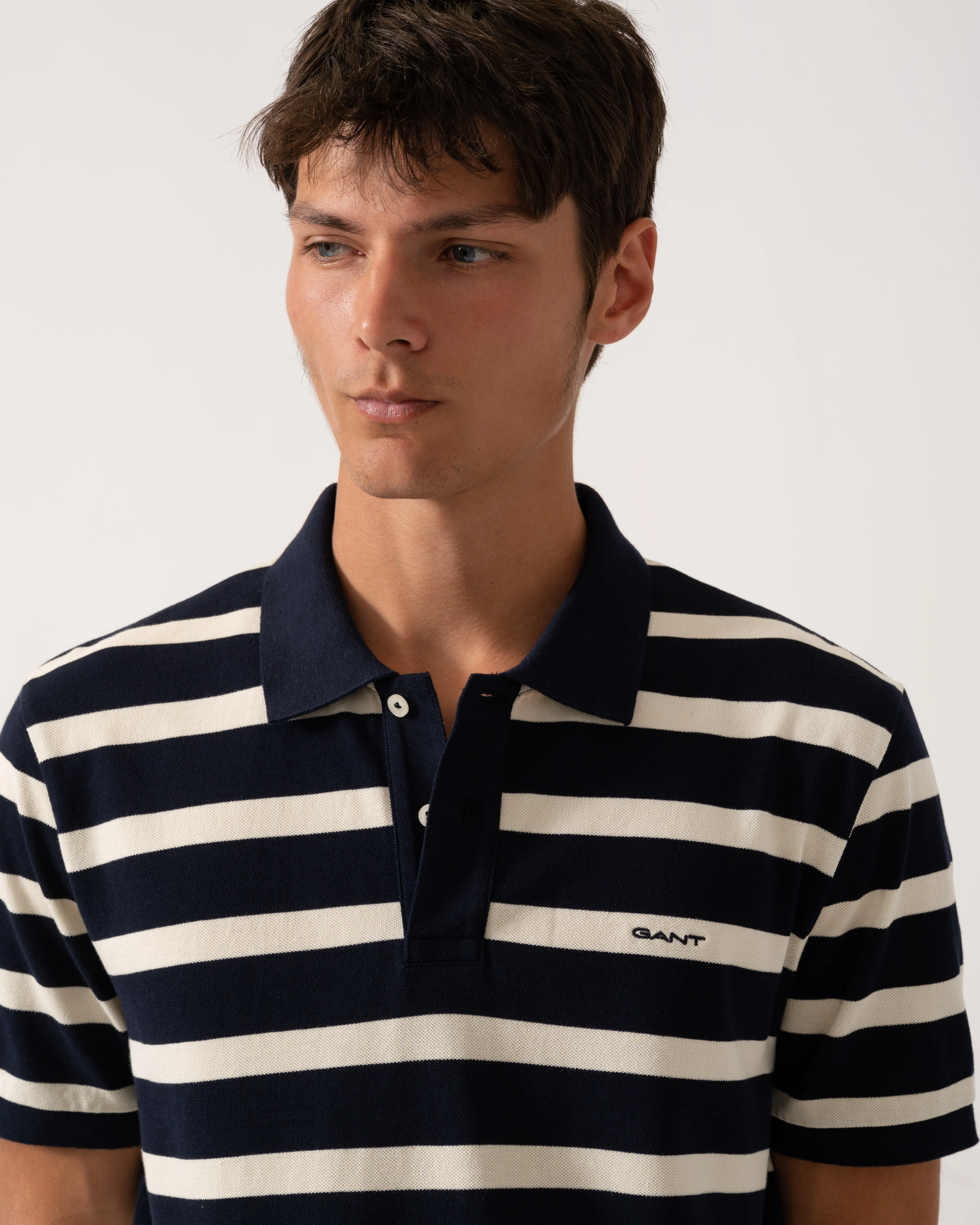 GANT Men Striped Polo Shirt - 433 Evening Blue - Image 2