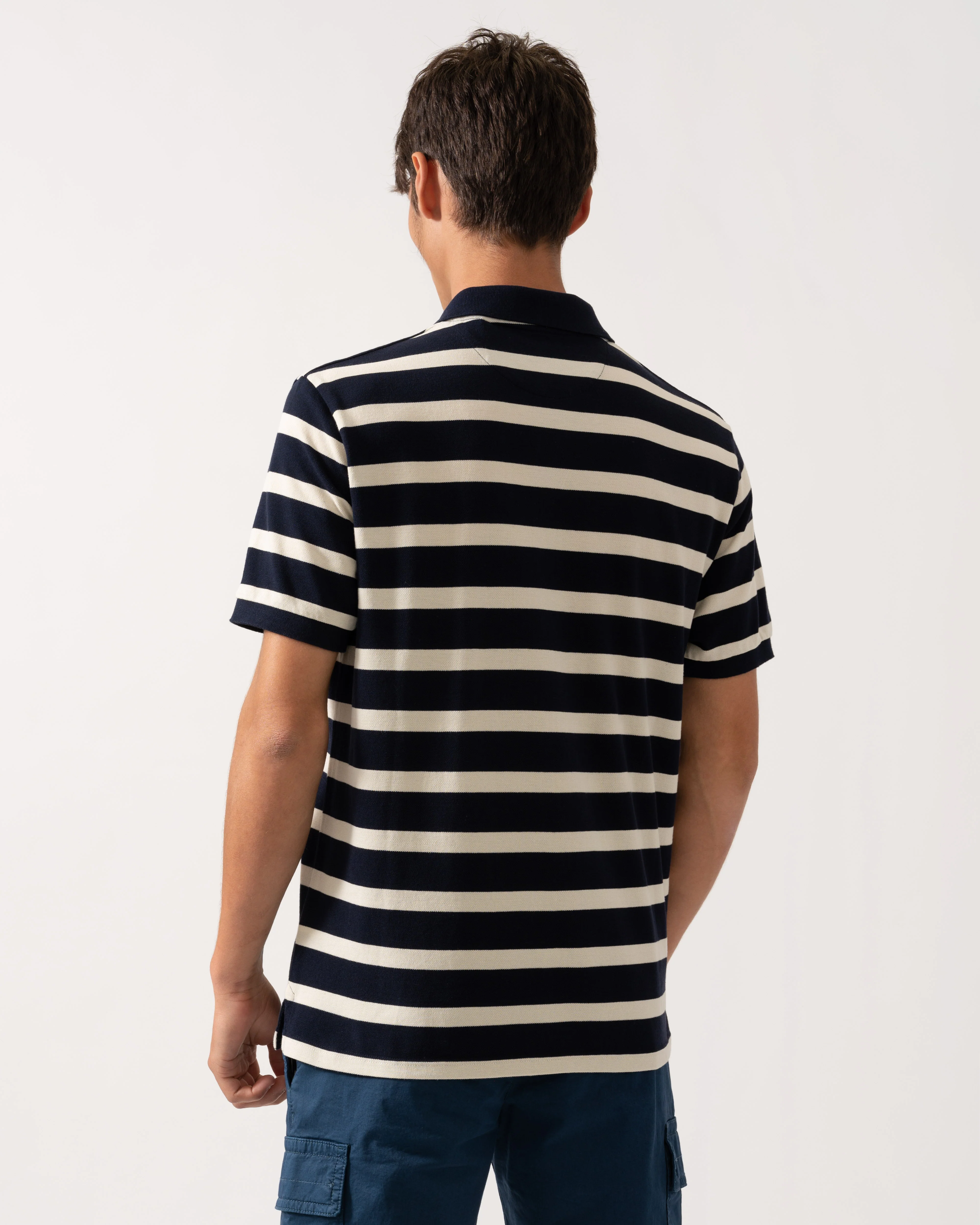 GANT Men Striped Polo Shirt - 433 Evening Blue - Image 4