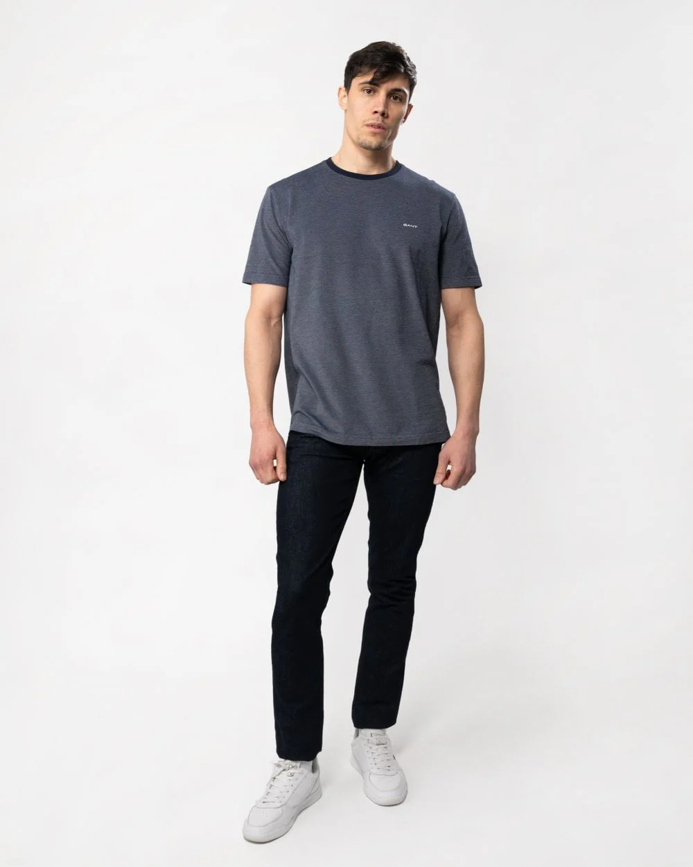 GANT Mens 4-Col Oxford Regular Short Sleeve T-Shirt - Image 3