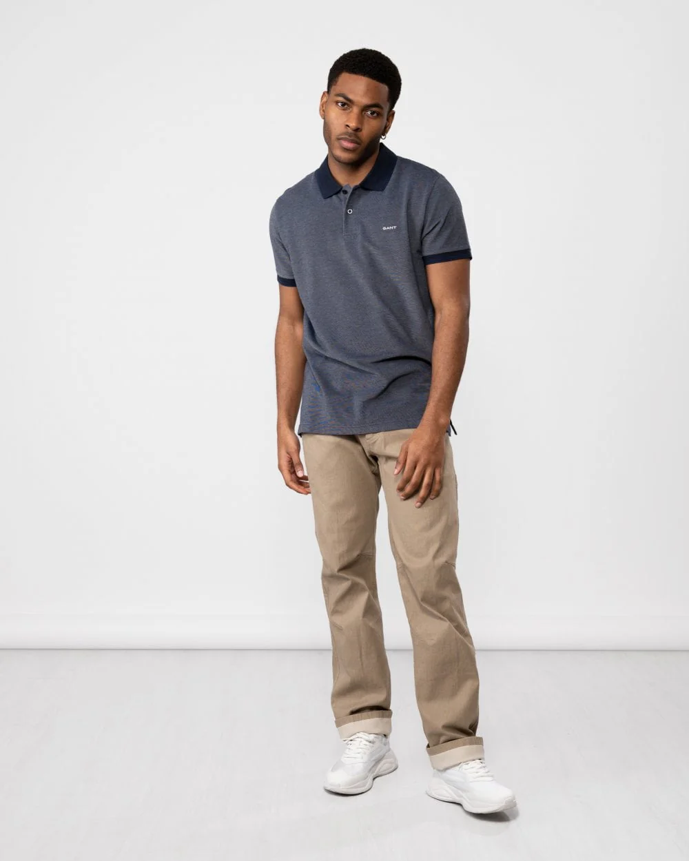 GANT Mens 4-Col Oxford Short Sleeve Pique Polo - 423 Persian Blue - Image 4