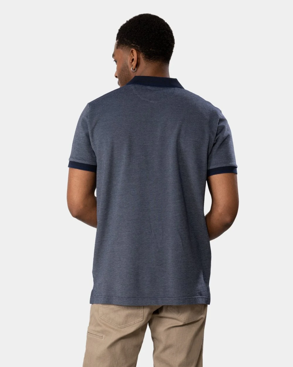 GANT Mens 4-Col Oxford Short Sleeve Pique Polo - 423 Persian Blue - Image 5