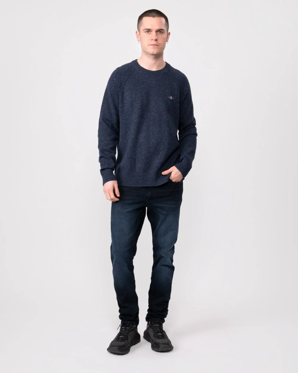 GANT Mens Bicolored Raglan Crew Neck Jumper - Image 3