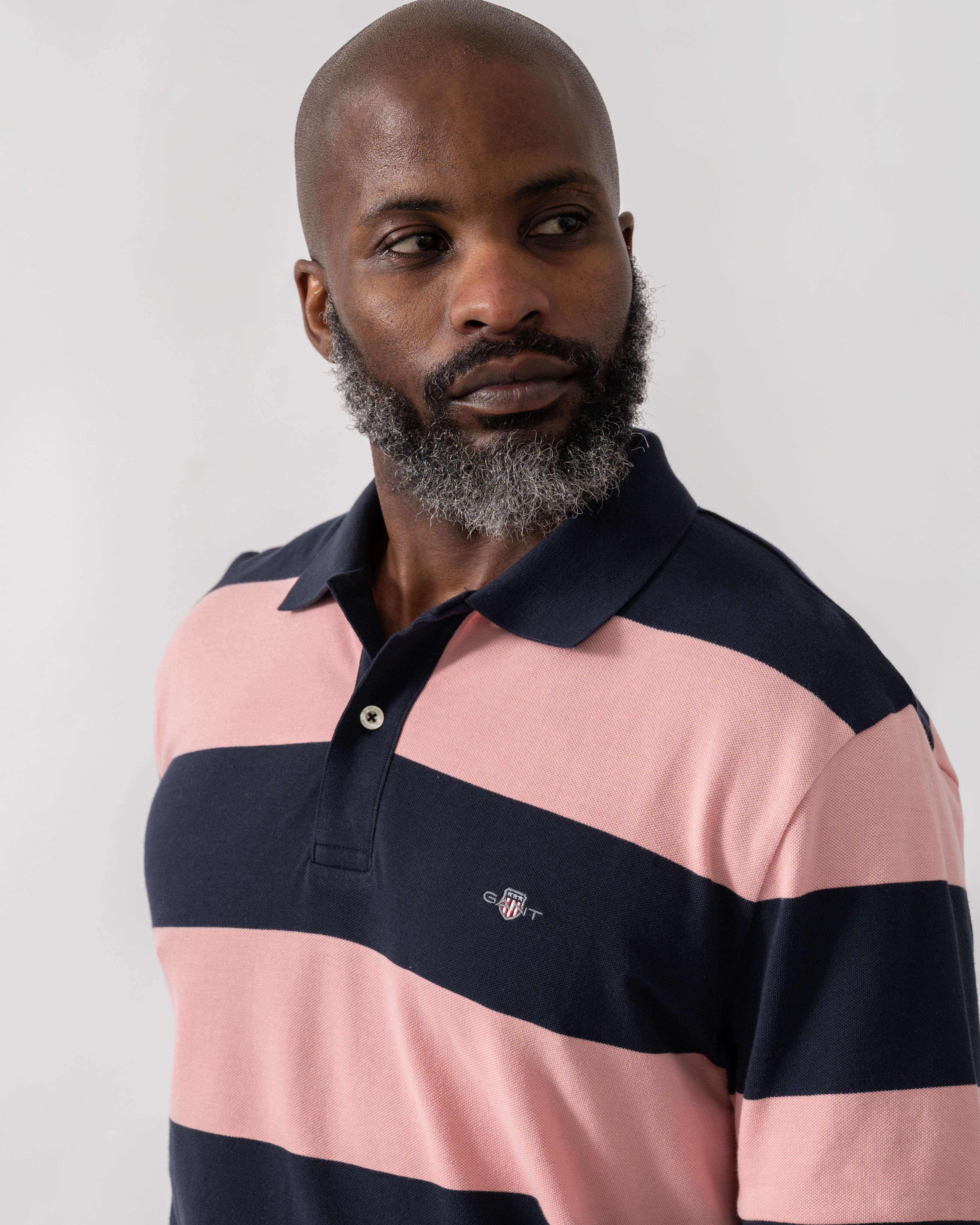 GANT Mens Block Stripe Polo - 671 Bubblegum Pink - Image 3