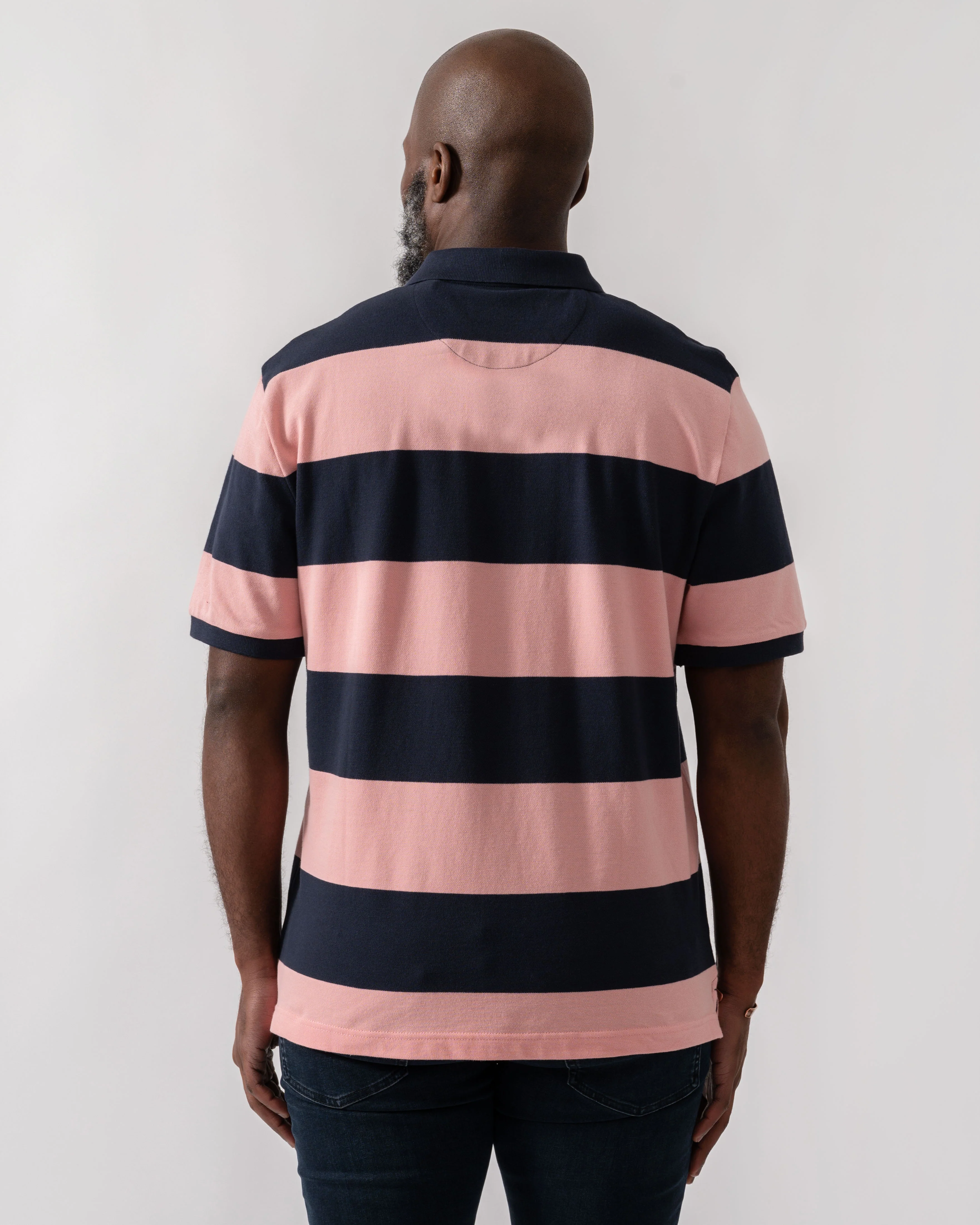 GANT Mens Block Stripe Polo - 671 Bubblegum Pink - Image 4