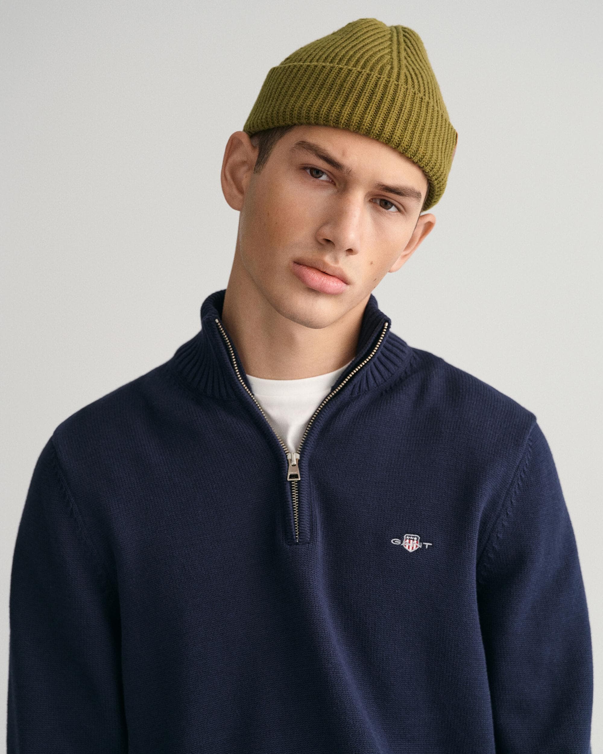 GANT Mens Casual Cotton Half Zip Jumper - 433 Evening Blue - Image 3