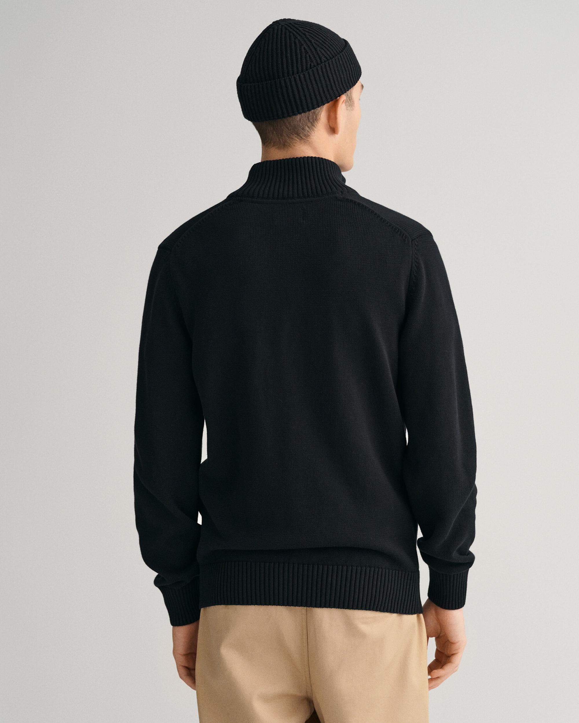 GANT Mens Casual Cotton Half Zip Jumper - 5 Black - Image 2