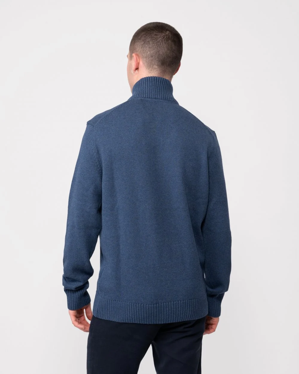 GANT Mens Casual Cotton Half Zip Jumper - 902 Dark Jeansblue Melange - Image 4