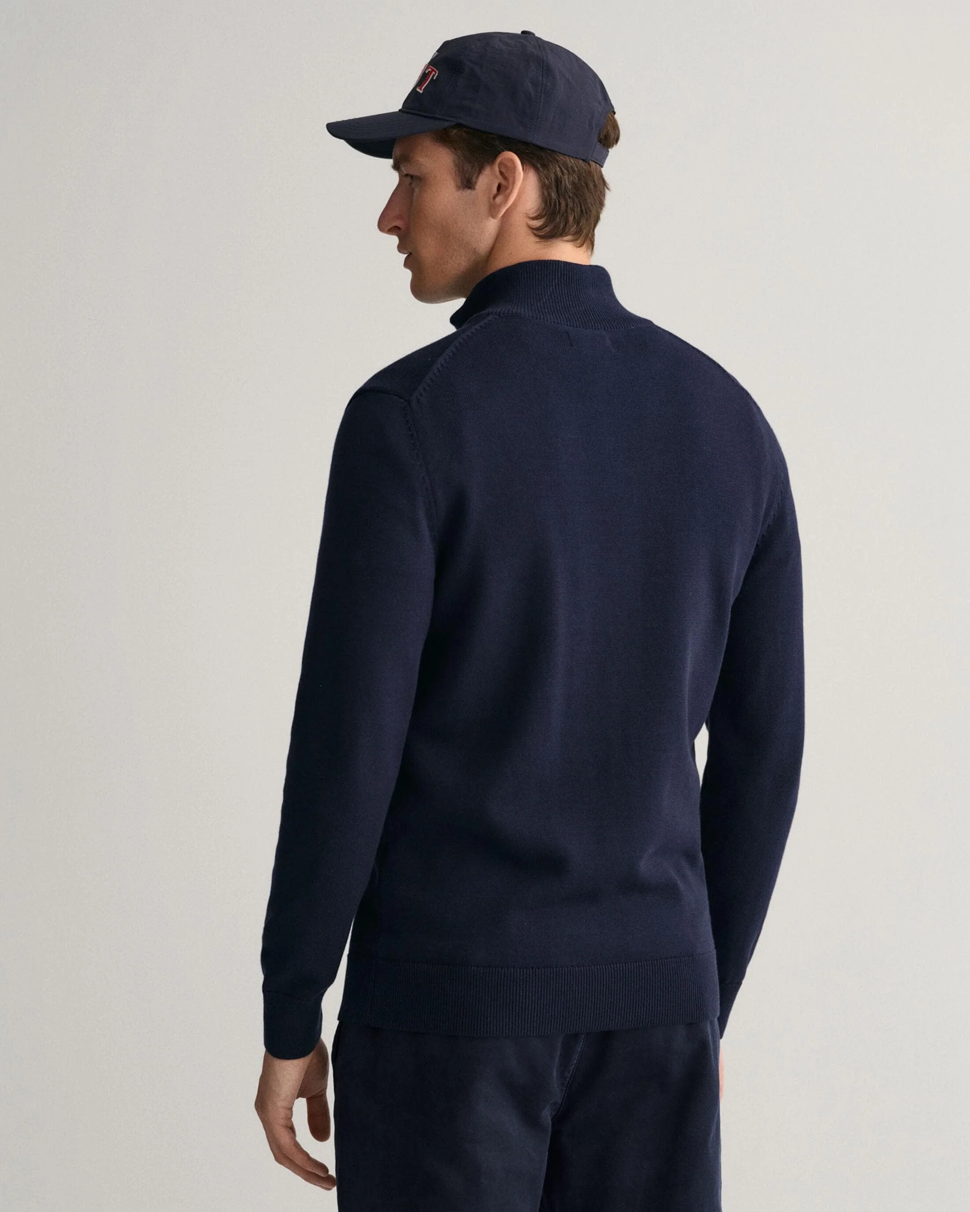 GANT Mens Casual Cotton Zip Cardigan - 433 Evening Blue - Image 2