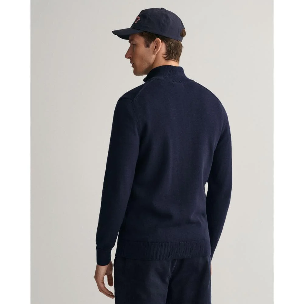 GANT Mens Casual Cotton Zip Cardigan - 433 Evening Blue - Image 8