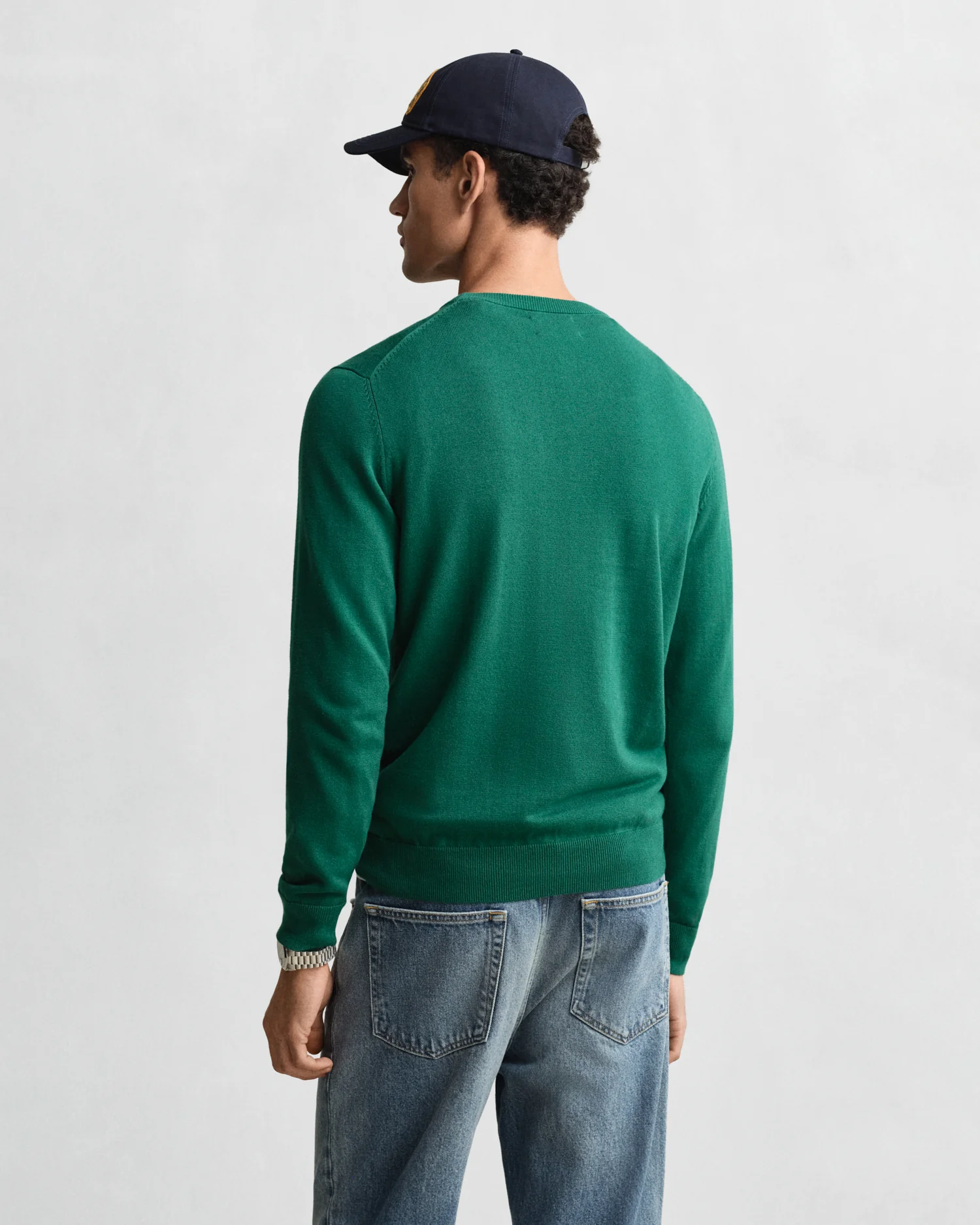 GANT Mens Classic Cotton Crew Neck Jumper - 373 Deep Forest Green - Image 4