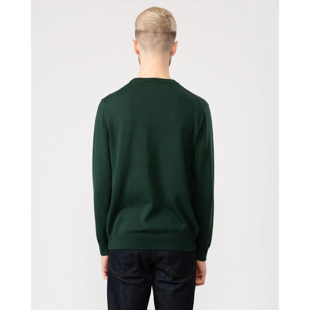 GANT Mens Classic Cotton Crew Neck Jumper - 374 Tartan Green - Image 3