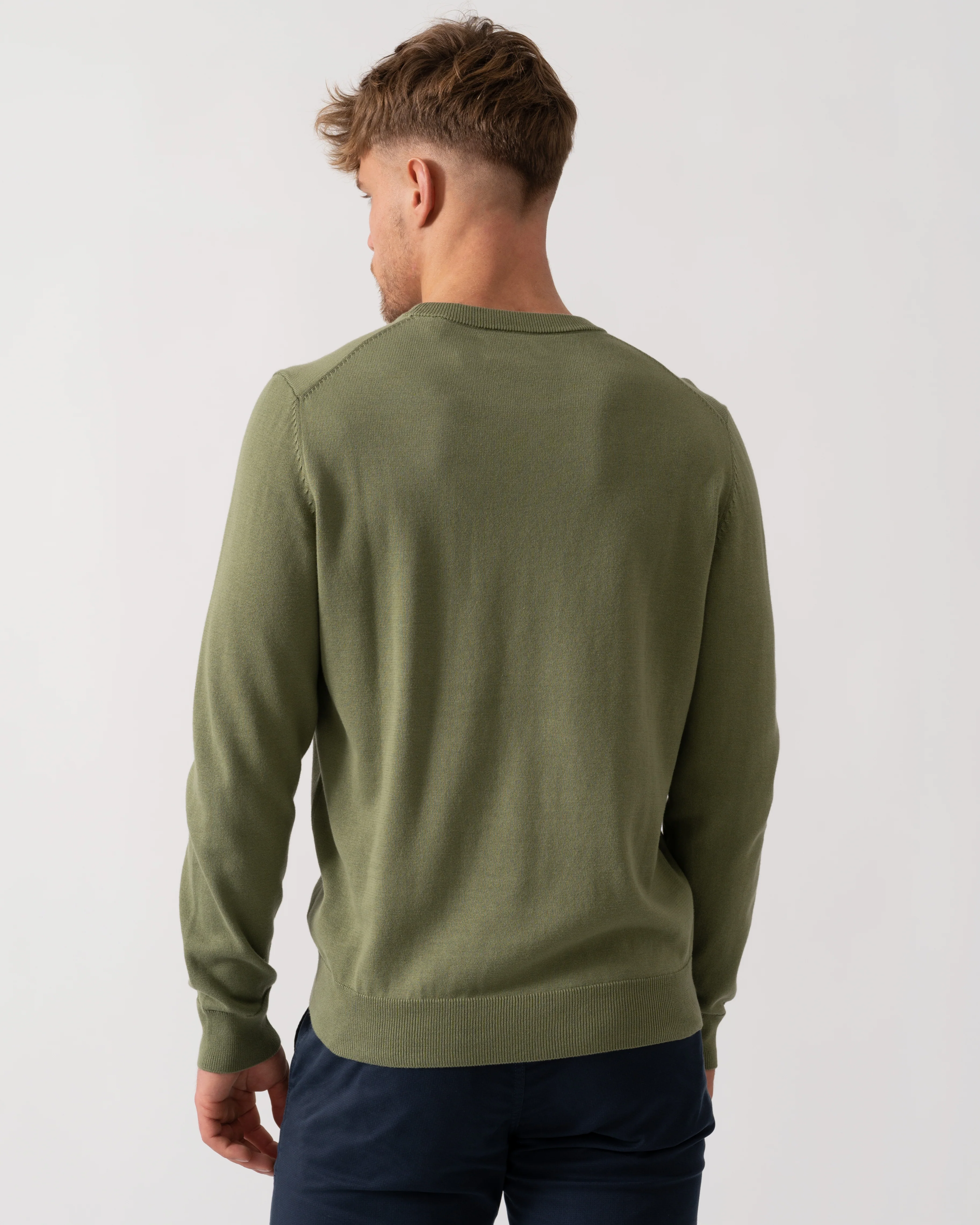 GANT Classic Cotton Crew Neck Jumper - 379 Dry Herb Green - Image 4