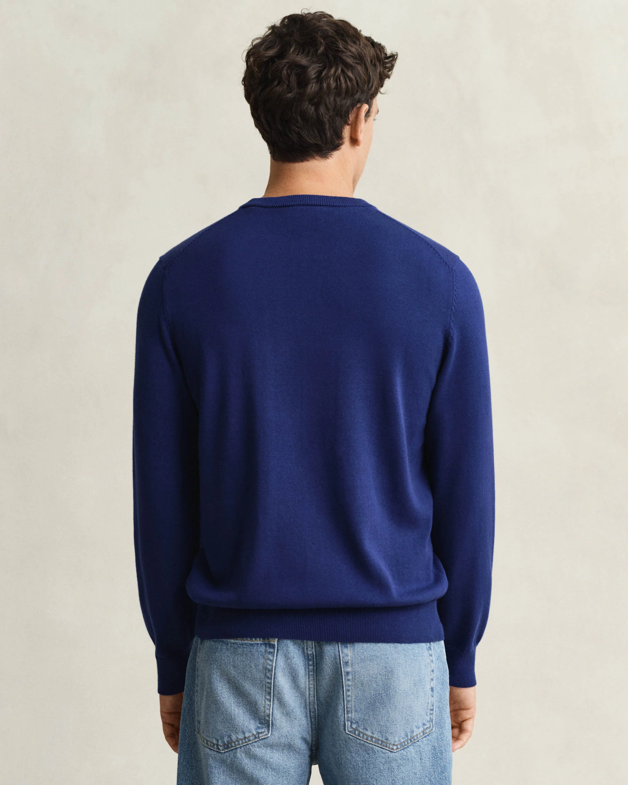 GANT Mens Classic Cotton Crew Neck Jumper - 432 Rich Navy - Image 2