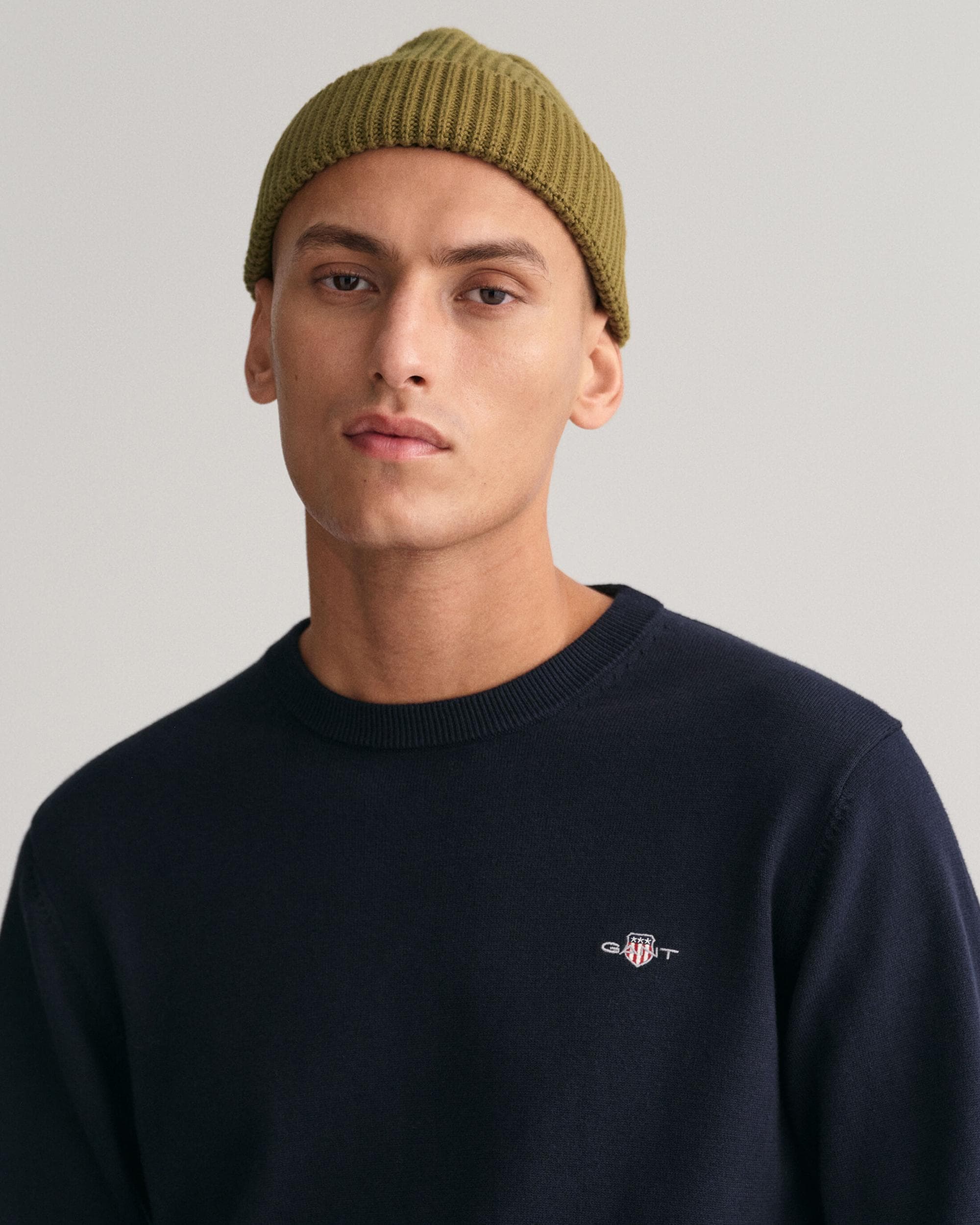 GANT Mens Classic Cotton Crew Neck Jumper - 433 Evening Blue - Image 2