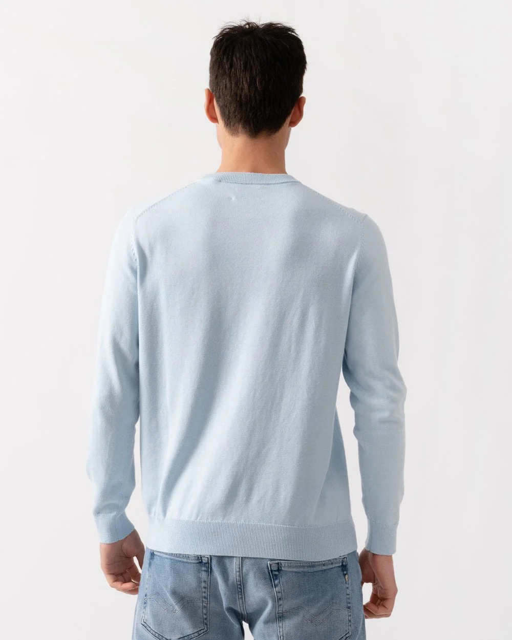 GANT Mens Classic Cotton Crew Neck Jumper - 457 Fresh Blue - Image 4