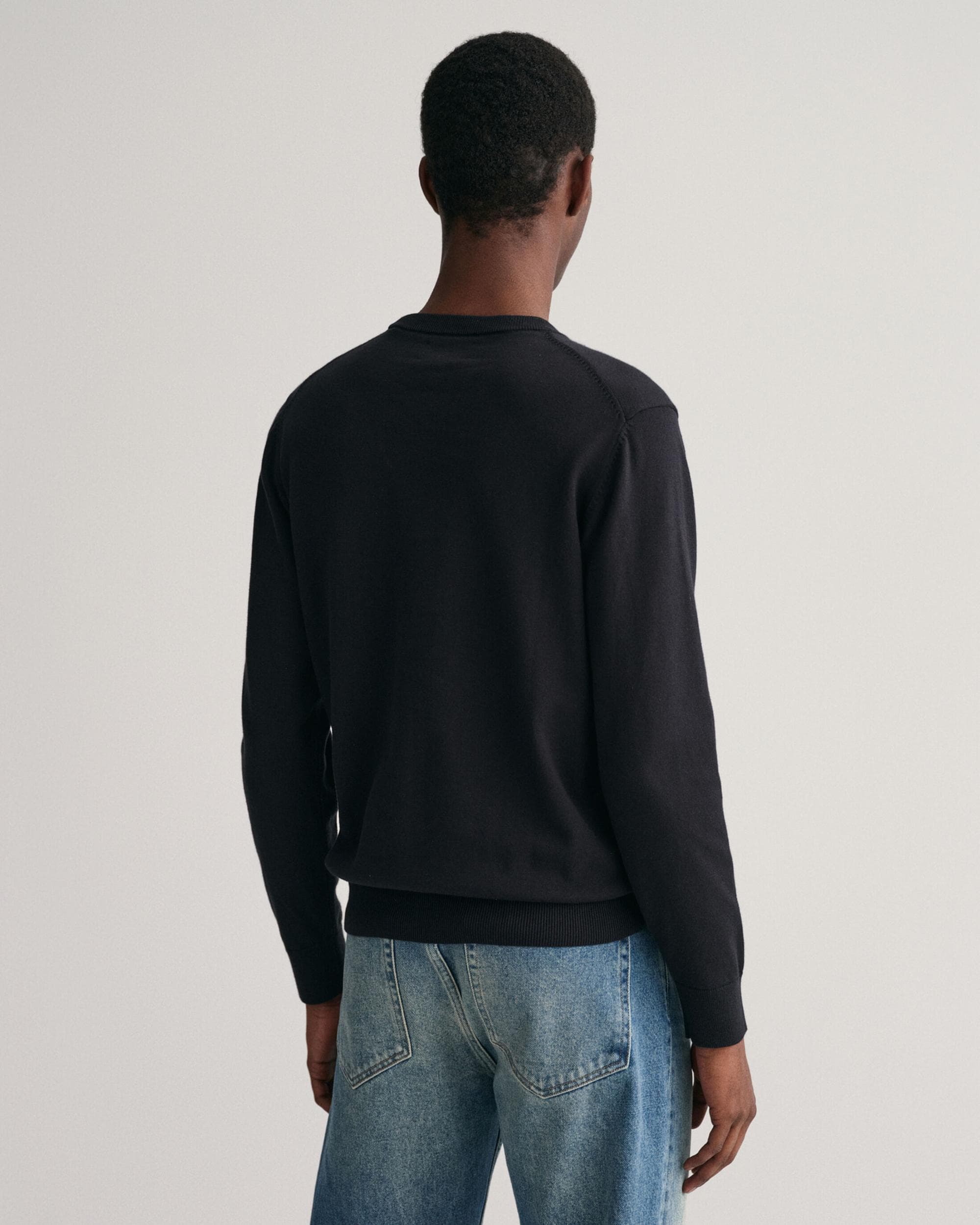 GANT Mens Classic Cotton Crew Neck Jumper - 5 Black - Image 3