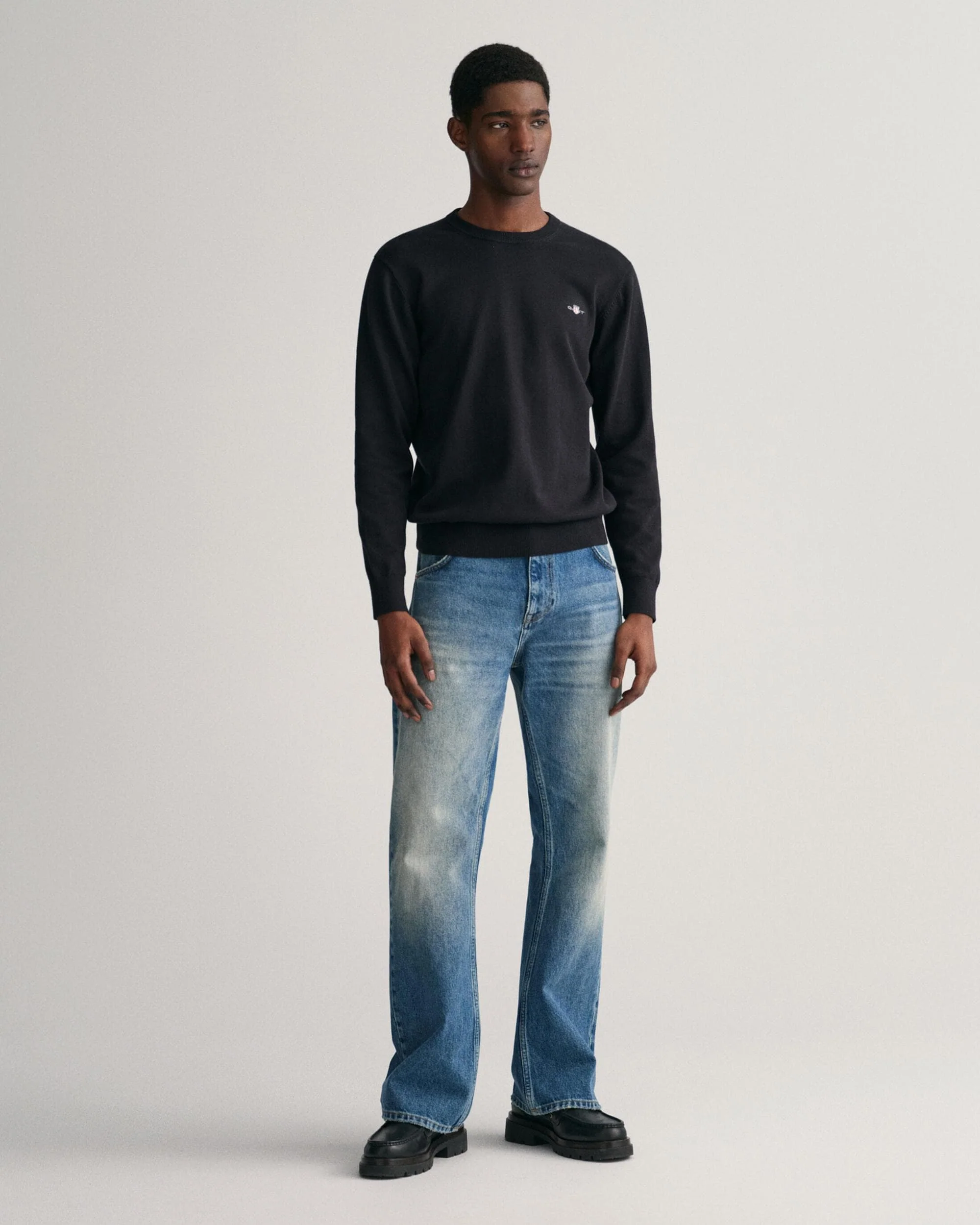 GANT Mens Classic Cotton Crew Neck Jumper - 5 Black - Image 4