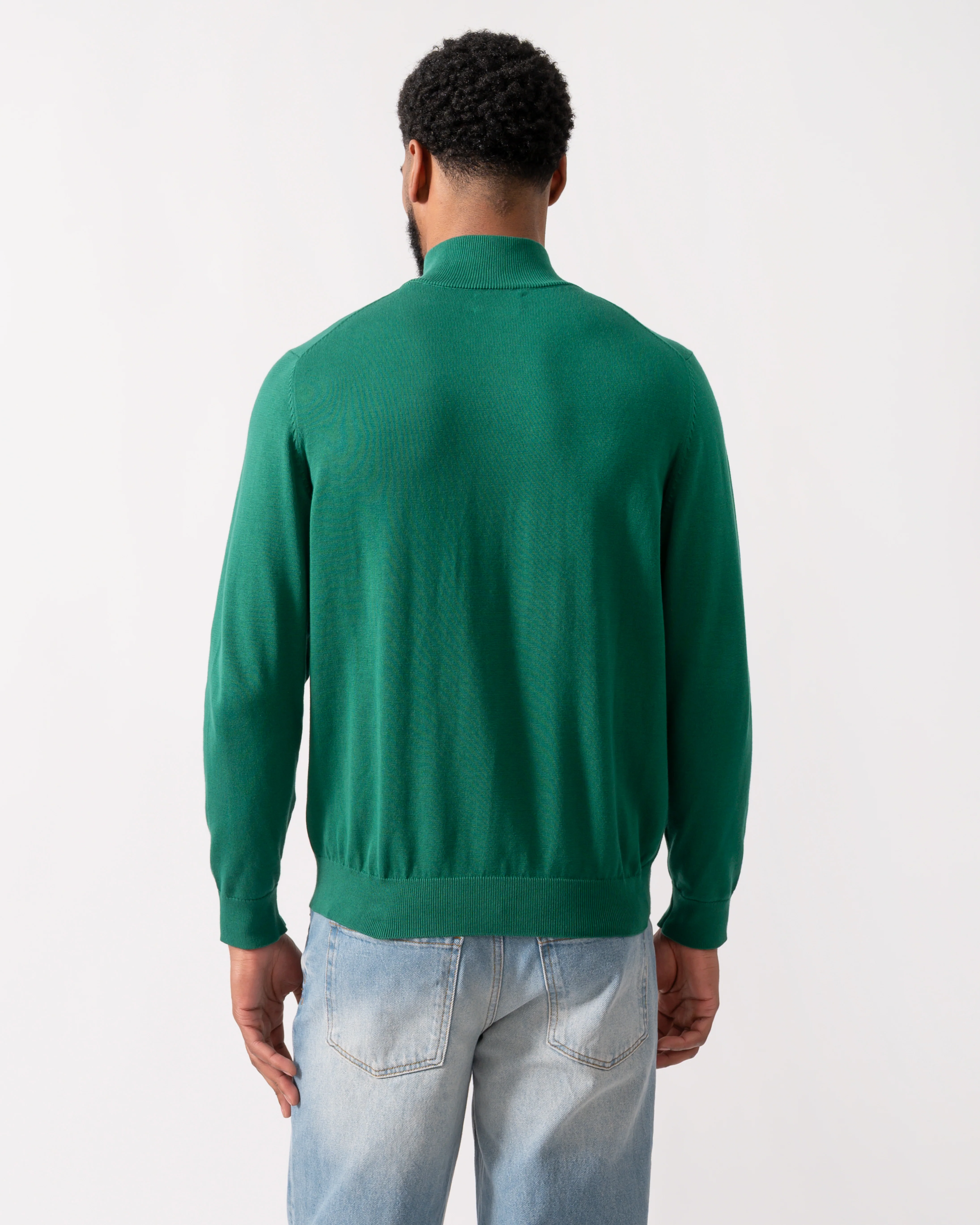 GANT Mens Classic Cotton Half Zip Jumper - 373 Deep Forest Green - Image 4