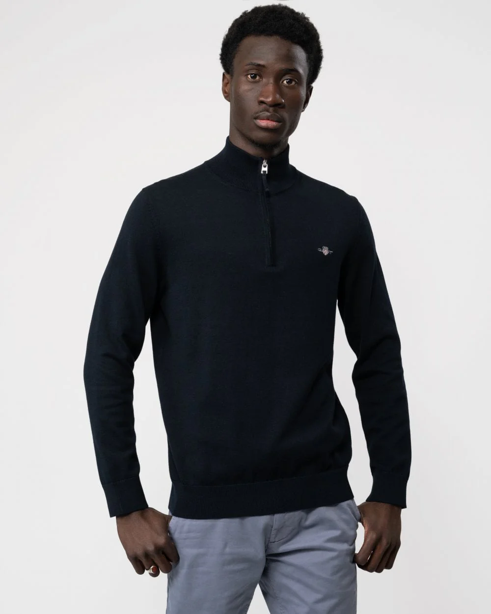 GANT Mens Classic Cotton Half Zip Jumper - 433 Evening Blue