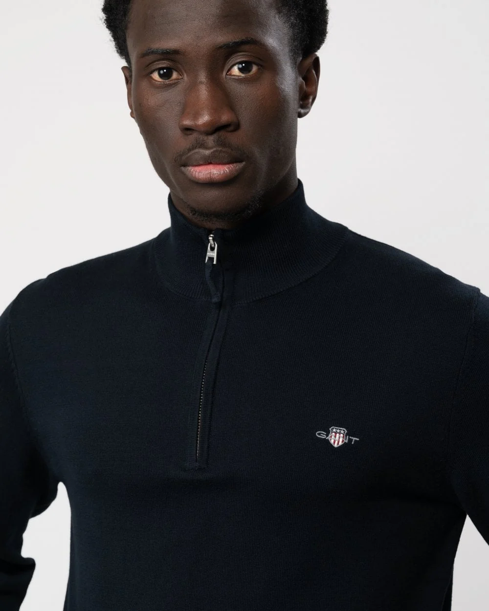 GANT Mens Classic Cotton Half Zip Jumper - 433 Evening Blue - Image 2
