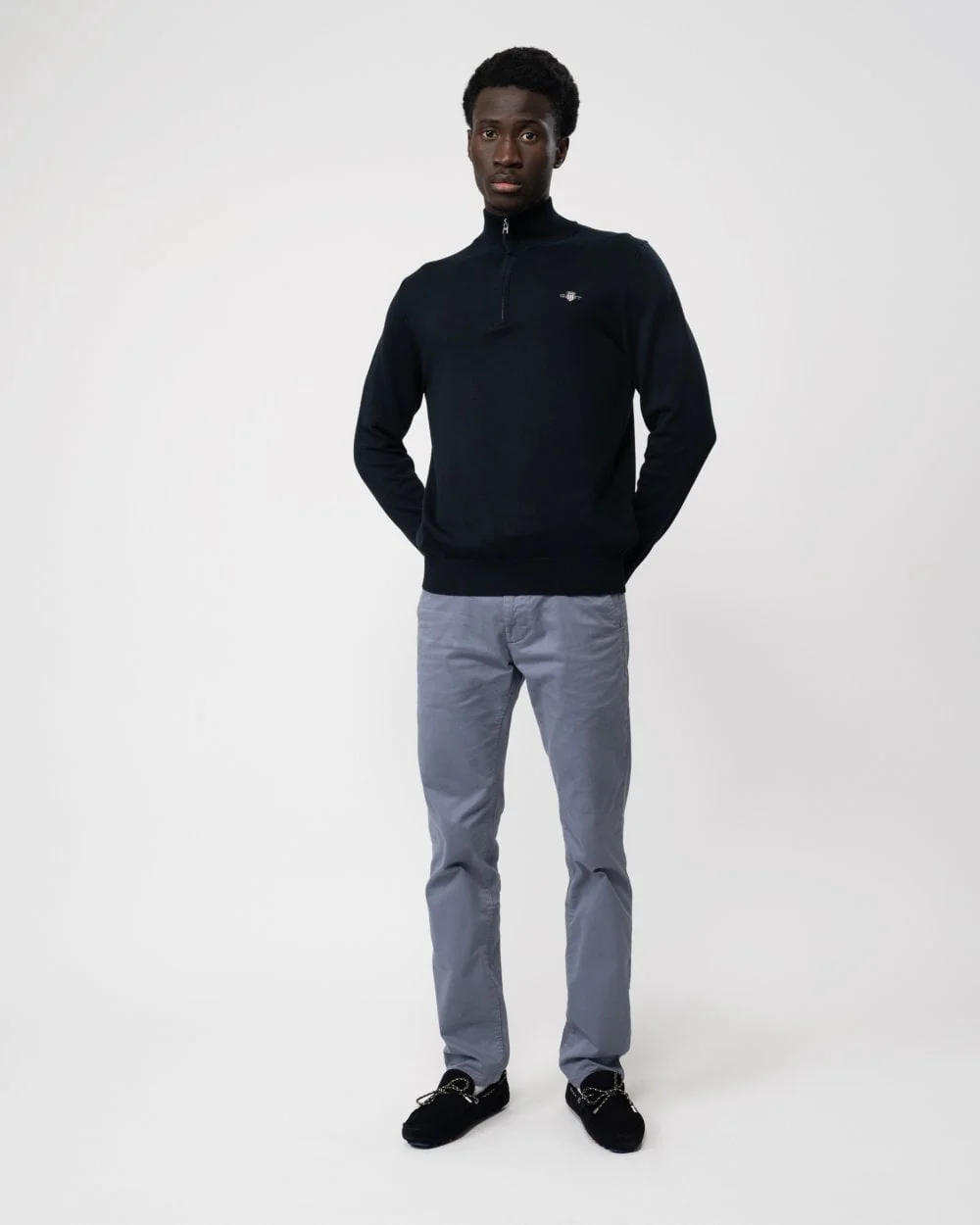 GANT Mens Classic Cotton Half Zip Jumper - 433 Evening Blue - Image 3