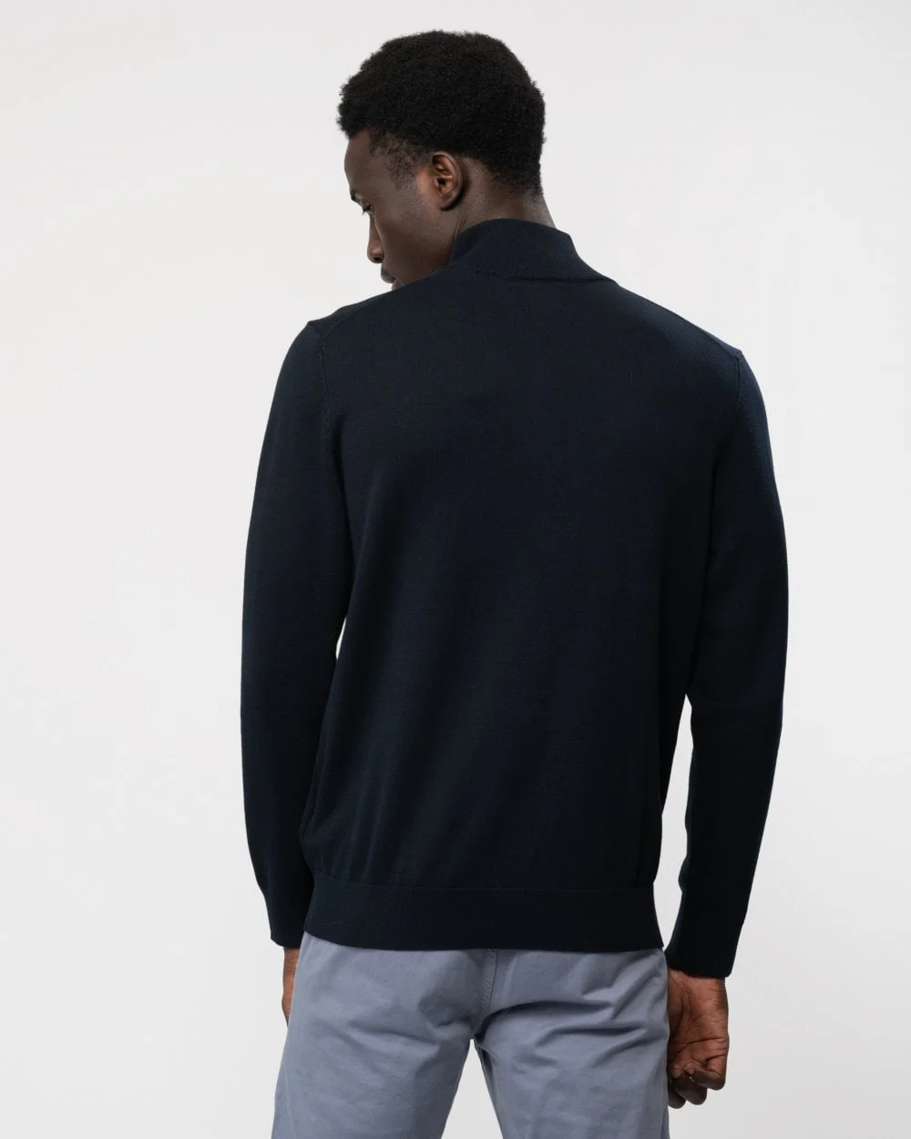 GANT Mens Classic Cotton Half Zip Jumper - 433 Evening Blue - Image 4