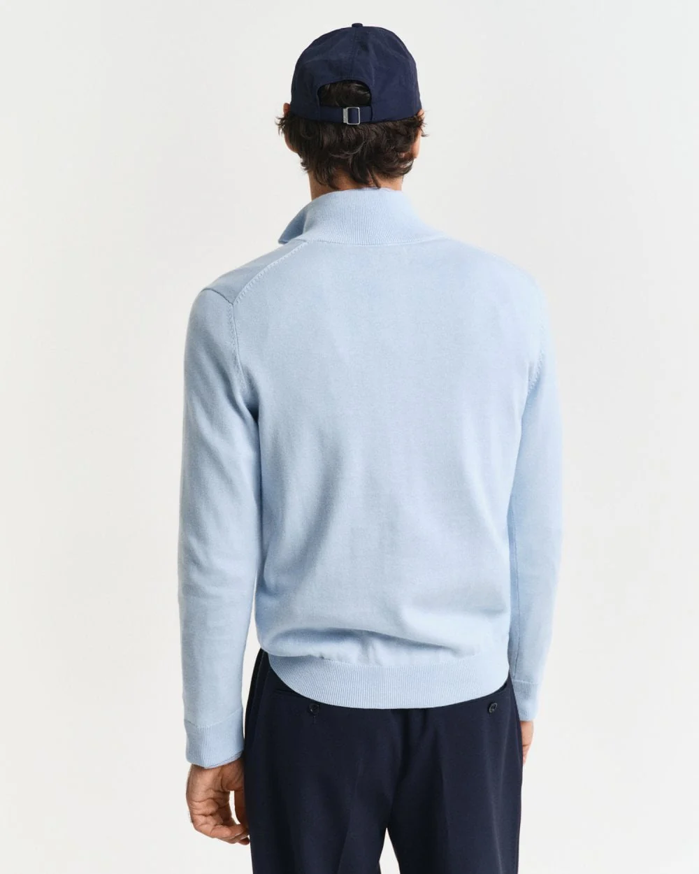 GANT Mens Classic Cotton Half Zip Jumper - 457 Fresh Blue - Image 3