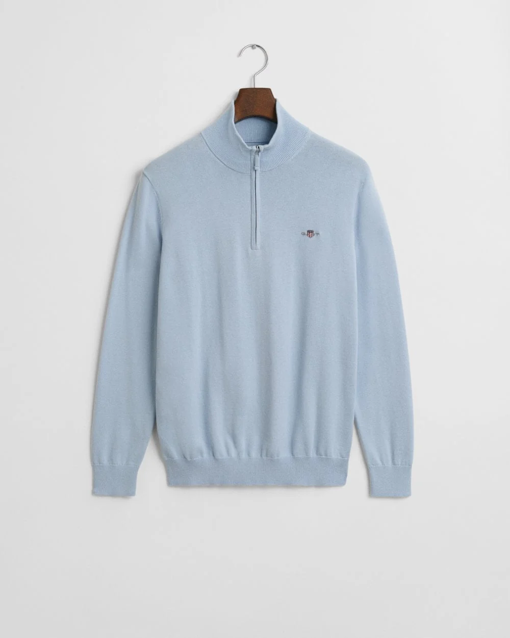 GANT Mens Classic Cotton Half Zip Jumper - 457 Fresh Blue - Image 4