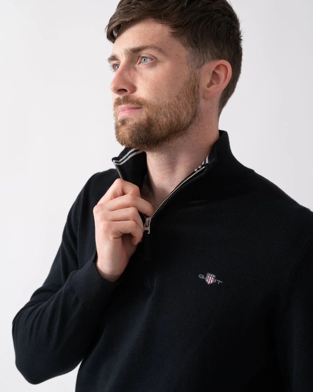 GANT Mens Classic Cotton Half Zip Jumper - 5 Black - Image 2