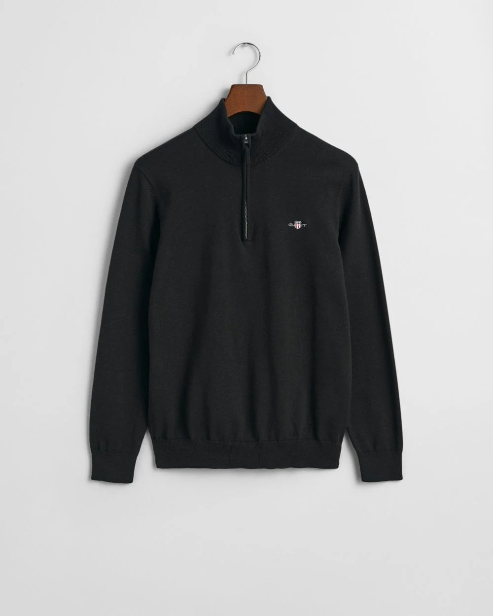 GANT Mens Classic Cotton Half Zip Jumper - 5 Black - Image 5