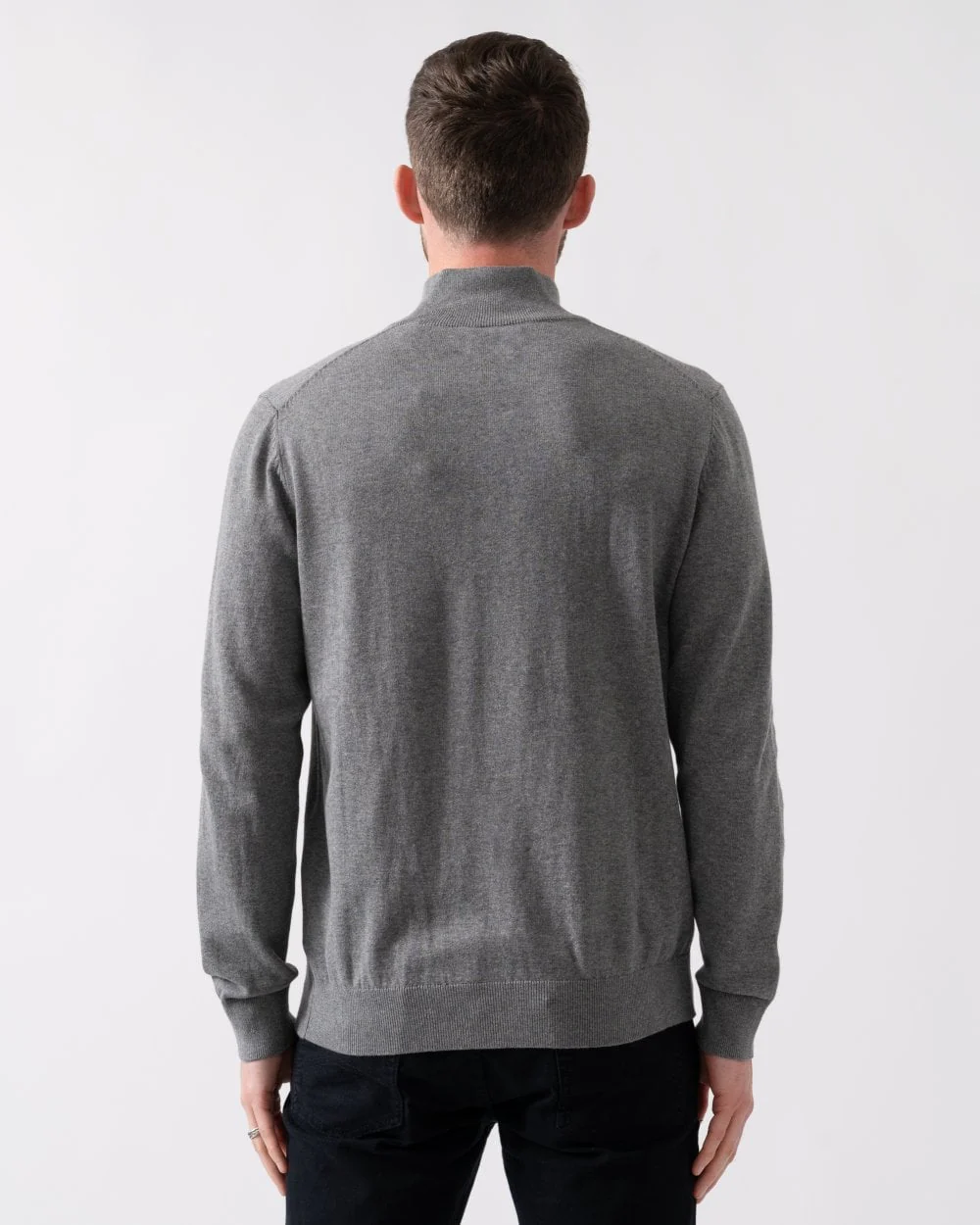 GANT Mens Classic Cotton Half Zip Jumper - 92 Dark Grey Melange - Image 4
