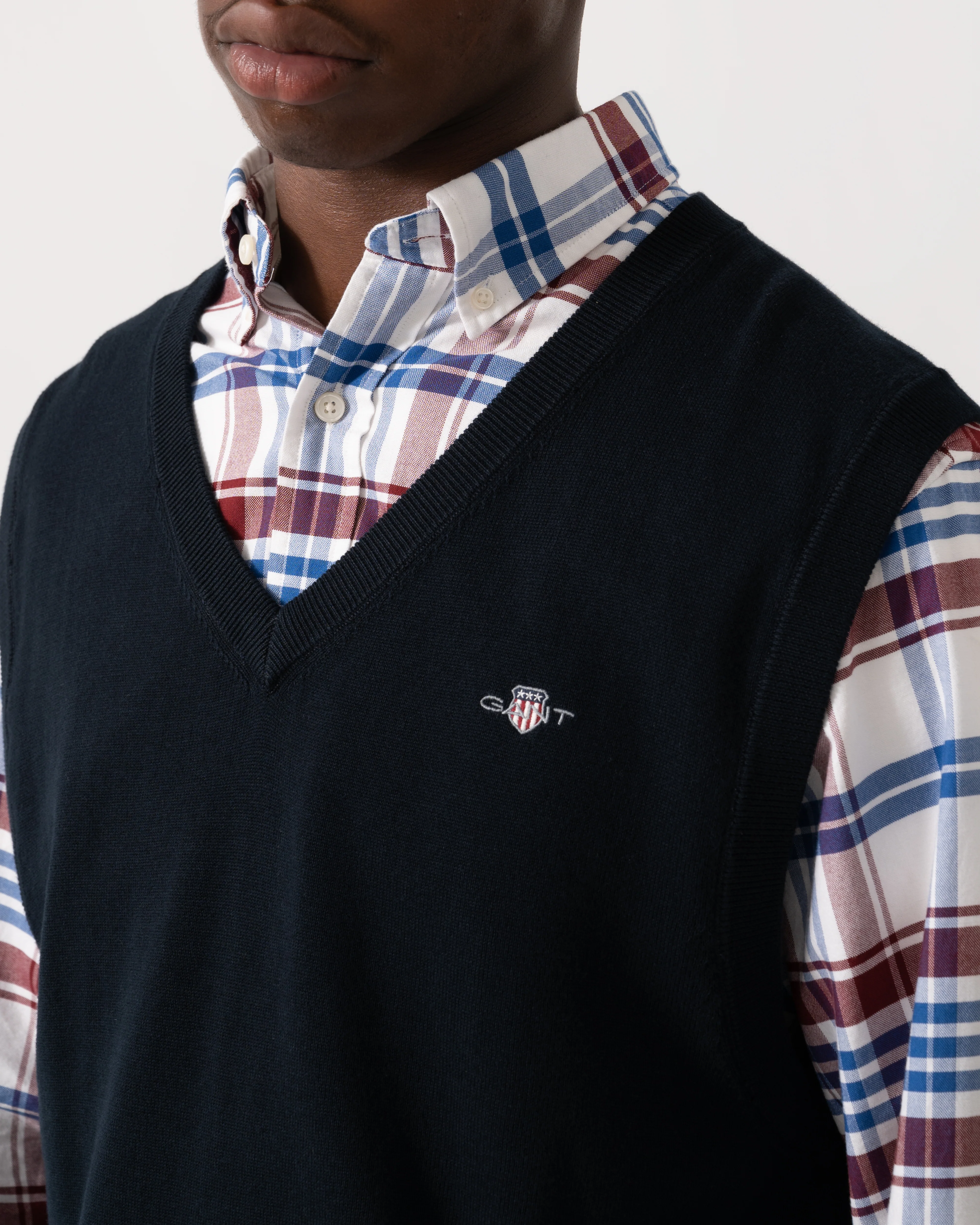 GANT Mens Classic Cotton Knit Vest - 433 Evening Blue - Image 2